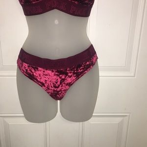 Burgundy velvet thong